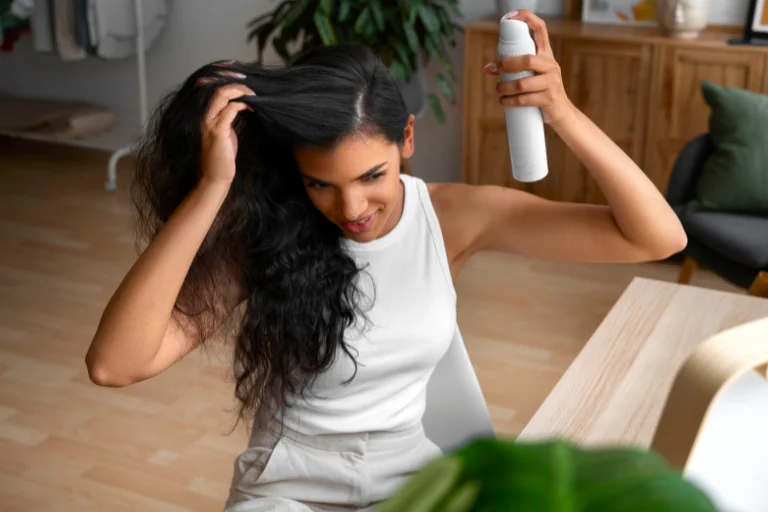 Para conseguir peinados con volumen que permanezcan es aconsejable usar un spray voluminizador antes de recoger el pelo con rodillos.
