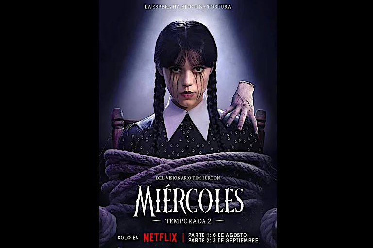 La segunda temporada de la serie Miércoles de Netflix ha dividido su estreno en dos estupendas partes.